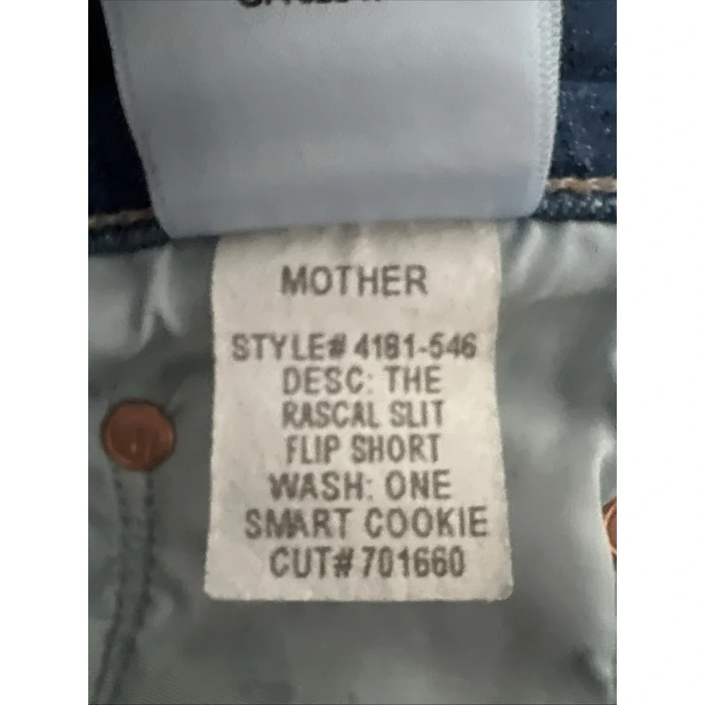 MOTHER Rascal Slit Flip Short One Smart Cookie Blue Size 26